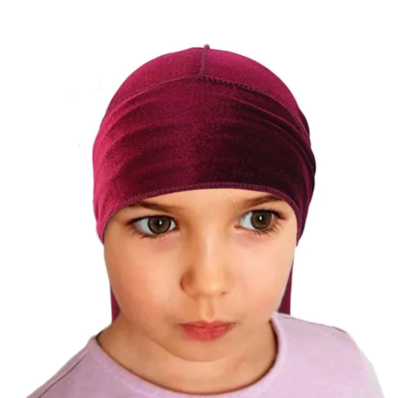 

Velvet Long Tail And Wide Straps Bonnet Cap Comfortable Sleeping Hat Night Cap Men's Unisex Cap