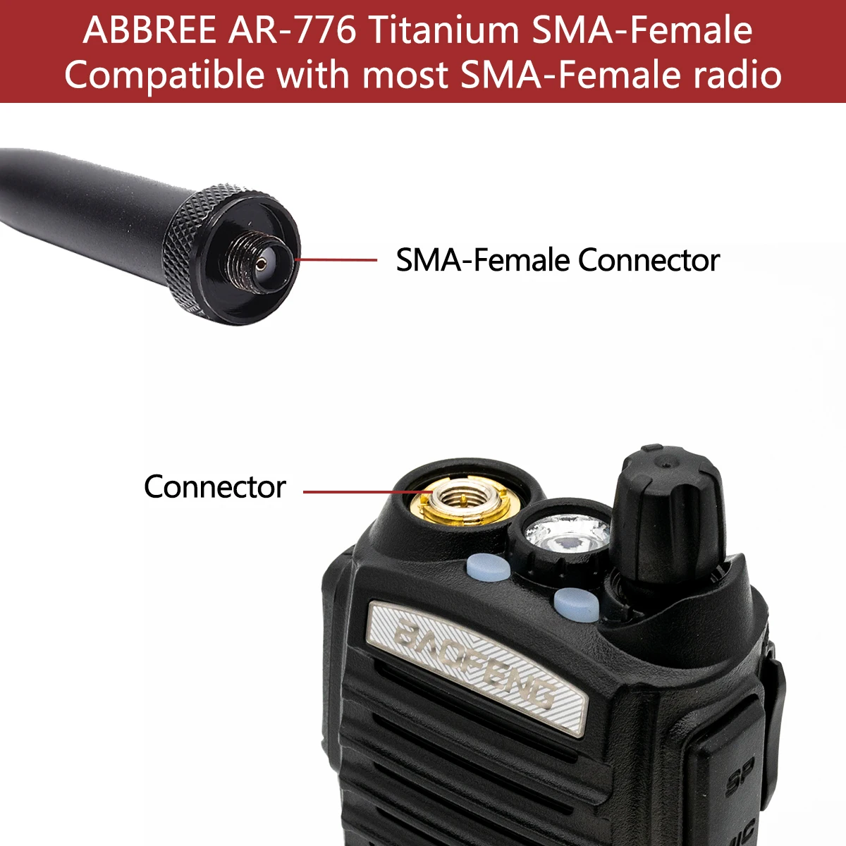 Двухдиапазонная Антенна ABBREE AR-776 Titanium144/ 430 МГц SMA-Female для рации BAOFENG BF-F8HP UV-5R UV-82 UV-9R