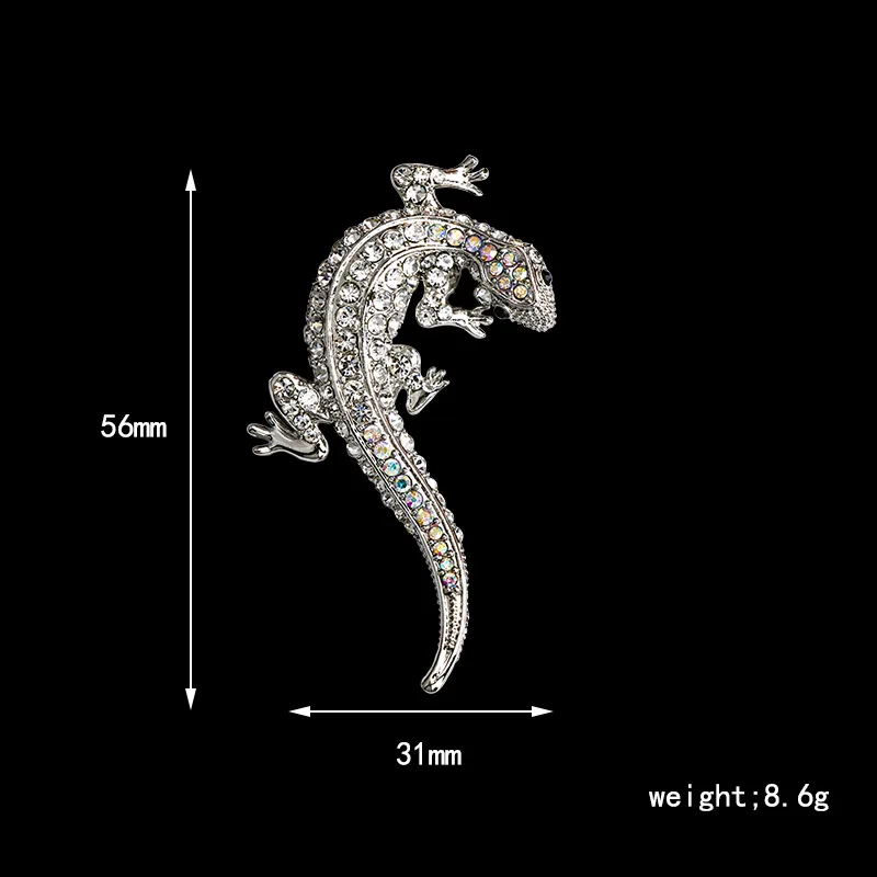 Высококачественный сплав gecko Брошь со стразами отворот костюм рубашка воротник