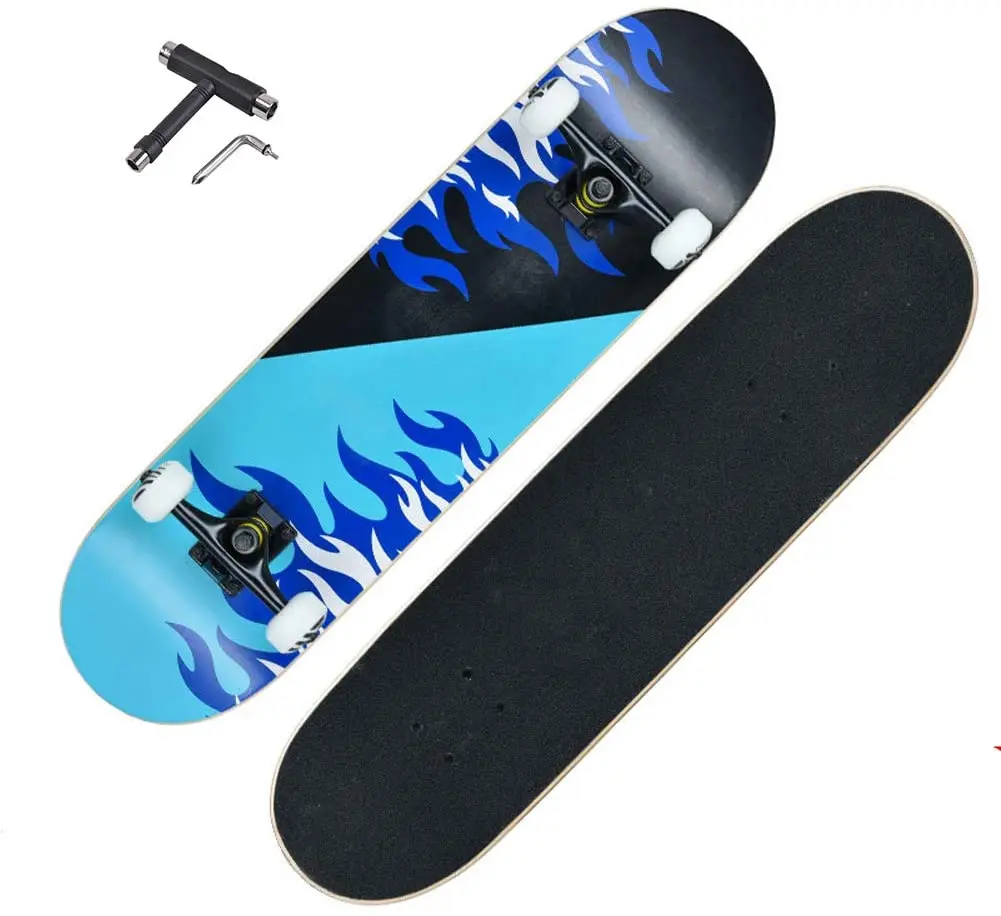 

Skateboard Complete 31''x 7.8'' Double Kick 7 Layer Maple Deck Concave Cruiser Trick Skateboards for Kids Youths Beginners