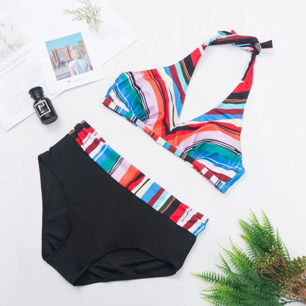 Size Xl-5Xl Plus Womens Sexy Split Body Bikini Set Swimsuit Bathing Suit Beachwear Two Piece Black Z0302 | Женская одежда