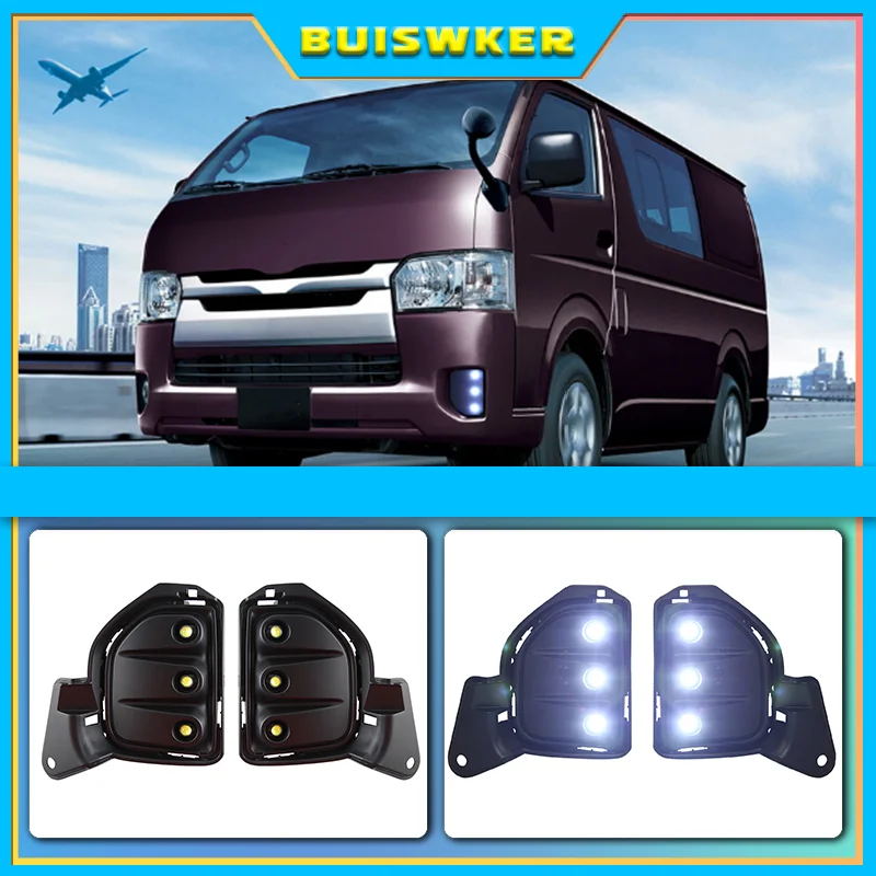 

2Pcs LED 12V ABS Car Fog Lamp DRL Daytime Running Light for Toyota Hiace 2014 2015 2016 2017 2018 with Turn Signal