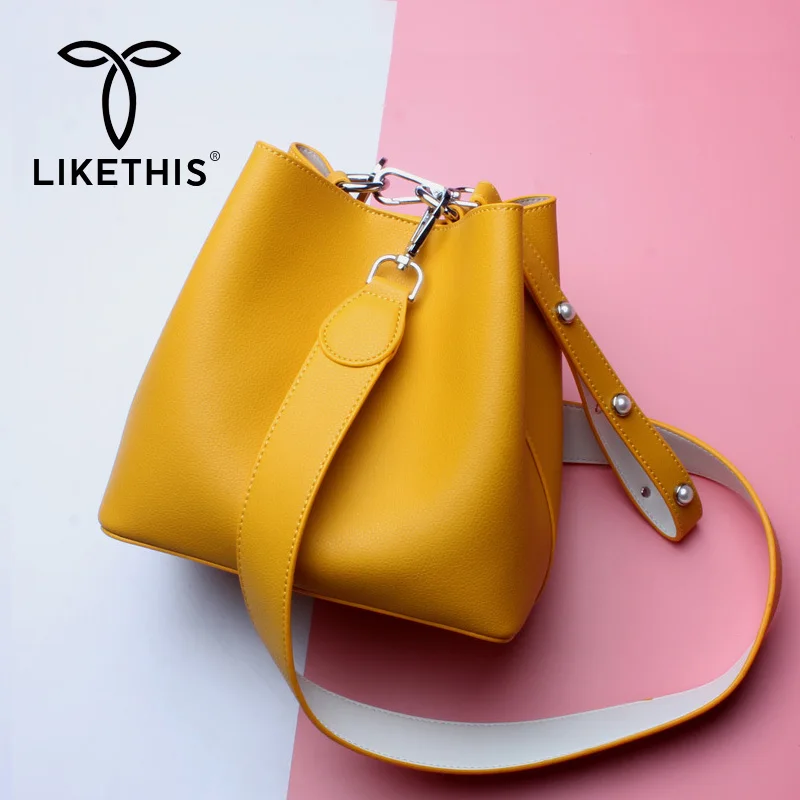 

Women's Bucket Bag 100% Genuine Leather 2021 New Female Shoulder Bag High Quality Ladies Casual Totes bag Bolsa Feminin