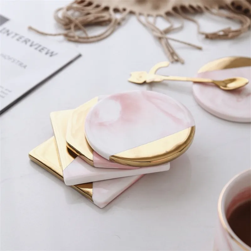 4 шт./компл. скандинавские Мраморные Подставки керамические подставки для чайных