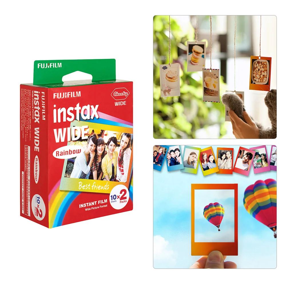 20 листов Fujifilm Instax широкоугольный фотоаппарат мгновенная пленка фотобумага для