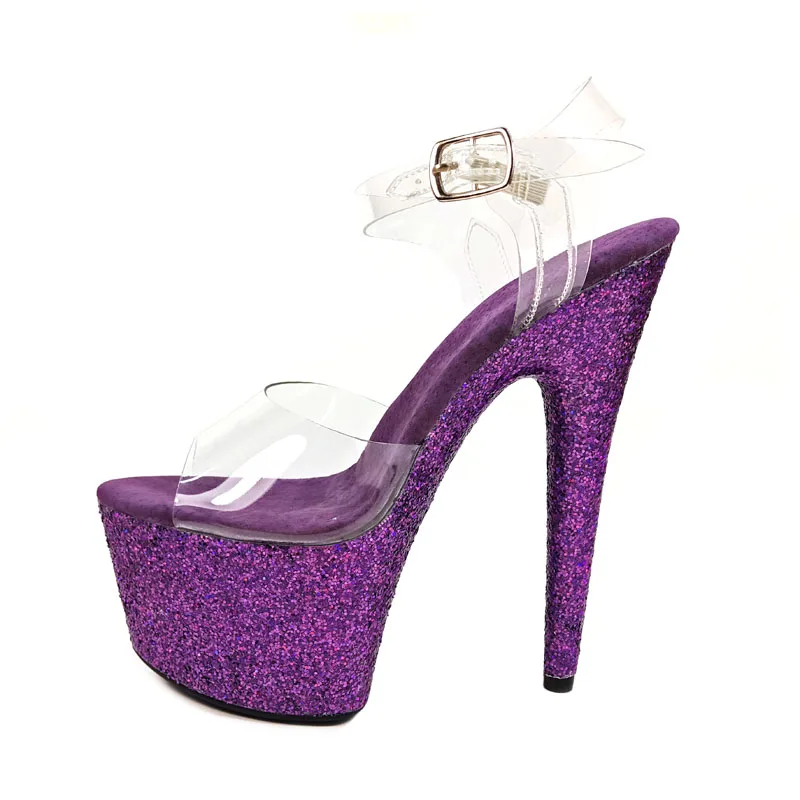 Leecabe/фиолетовые блестящие сандалии на высоком каблуке танцевальная обувь