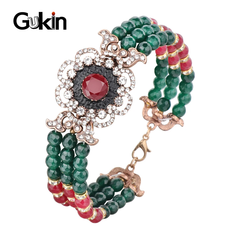 Женские браслеты Gukin из натурального камня золотого цвета ручной работы с
