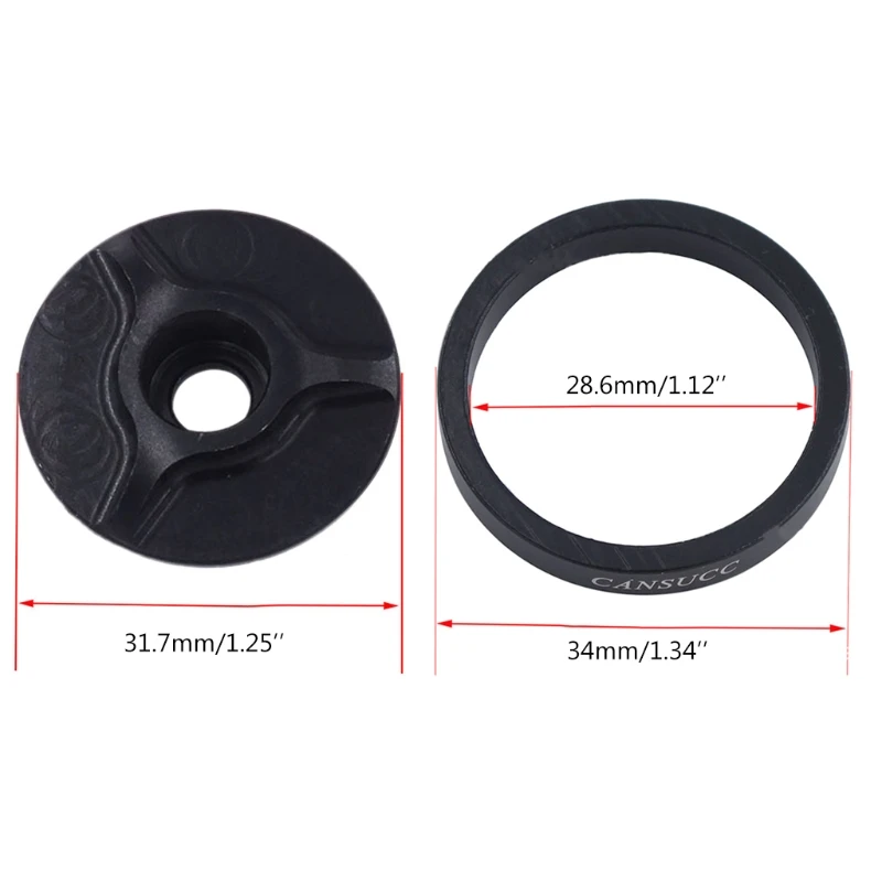 

1/8 Inch Headset Spacer w/ Stem Top Cap,Headset Star Nut Black Red Blue Gold 4 Color