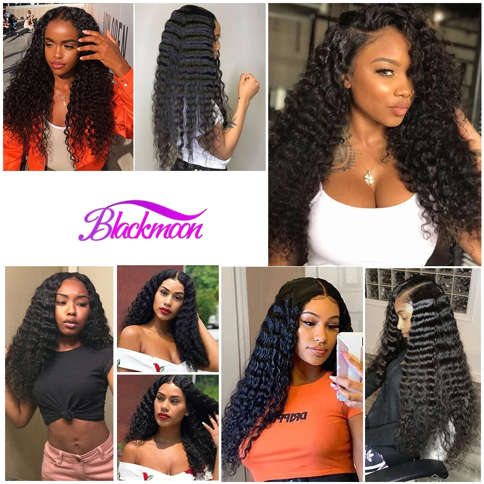 

Deep Wave 3 / 4 Bundles Brazilian Hair Weaves Non Remy Human Hair Bundles Tissage Cheveux Humain Frise Natural Black Human Hair