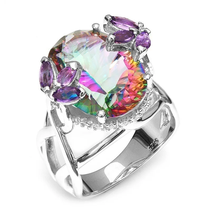 

Luxury Jewelry Rings for Women Colorful Crystal Accessories Wedding Engagement Bands Christmas Gift Rings for Girls Gift