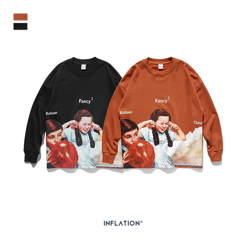 Свитшот мужской флисовый свободного кроя с принтом 9630 Вт | Мужская одежда