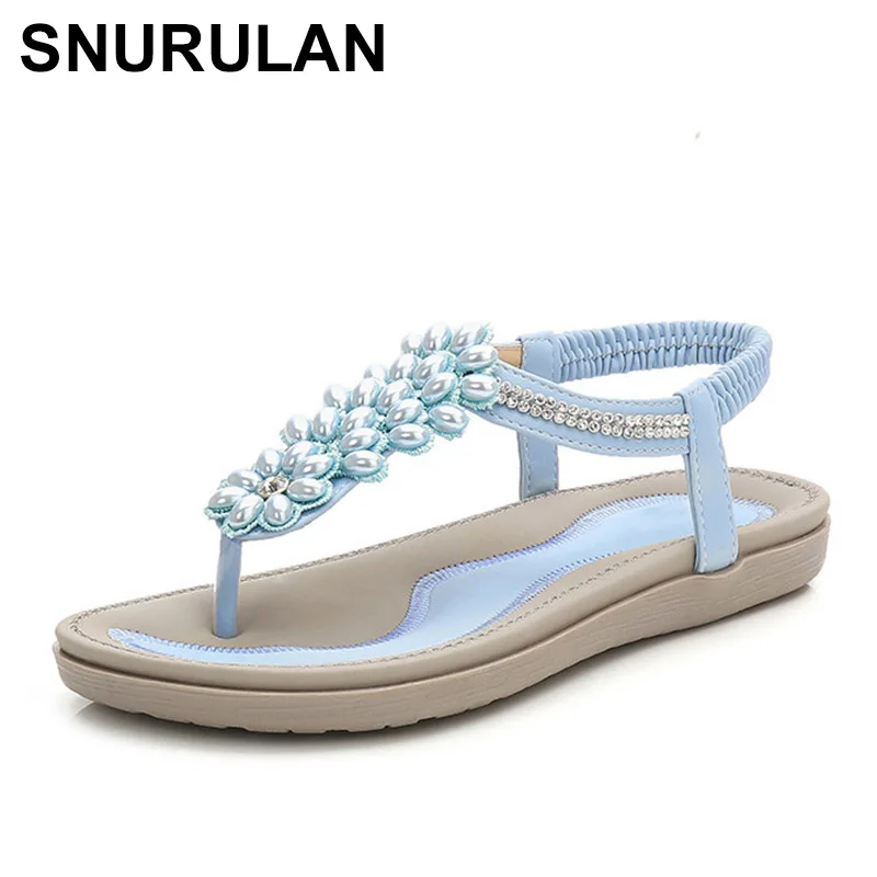 SNURULAN летние новые милые женские повседневные богемные сандалии с цветочным