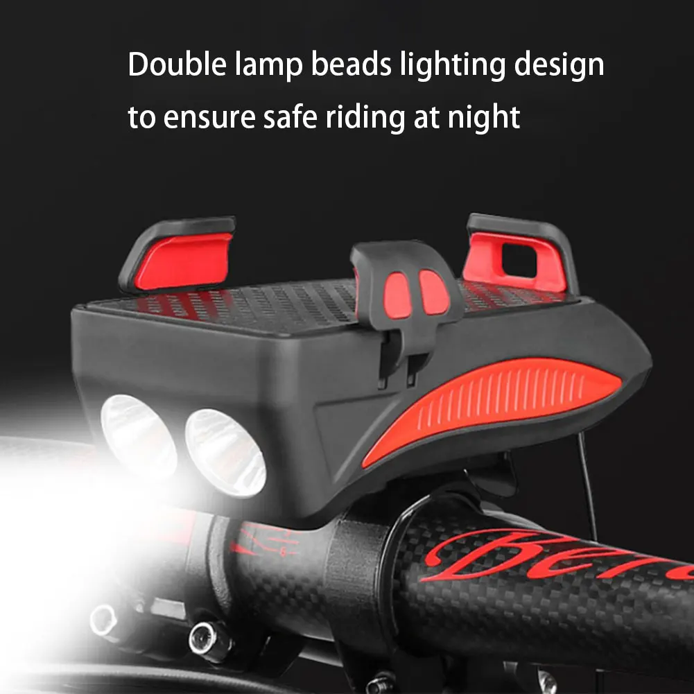 Велосипедный держатель для телефона 4 в 1 фонарик звуковой сигнал зарядка