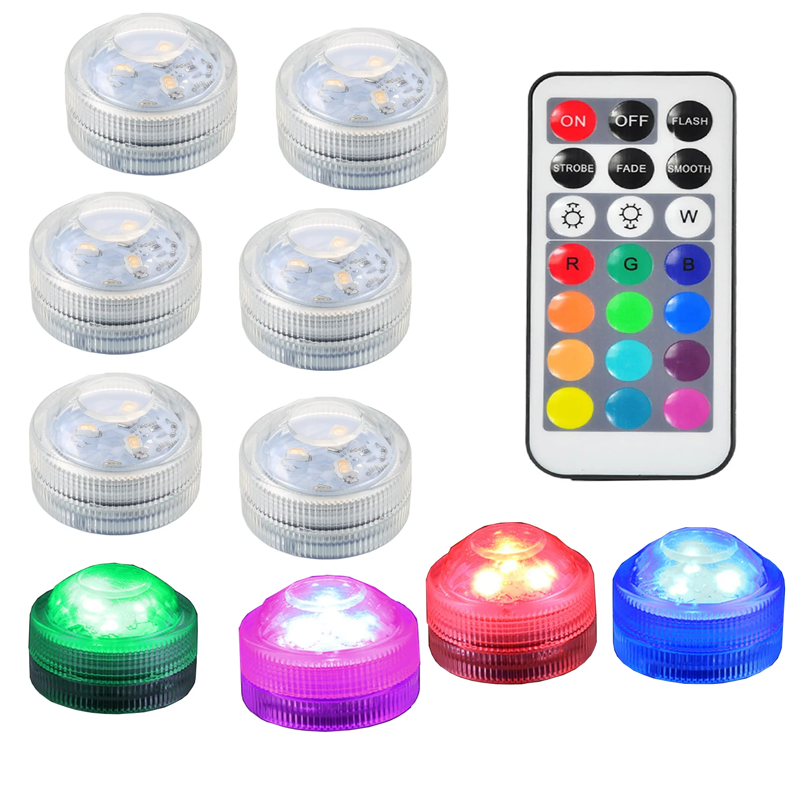 Погружной светодиодный свет Батарея работает с пультом дистанционного