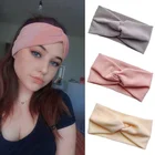 Модная бархатная повязка на голову для женщин, зимние вязаные шерстяные перекрестные повязки на голову, мягкие однотонные блестящие повязки для волос, головной убор