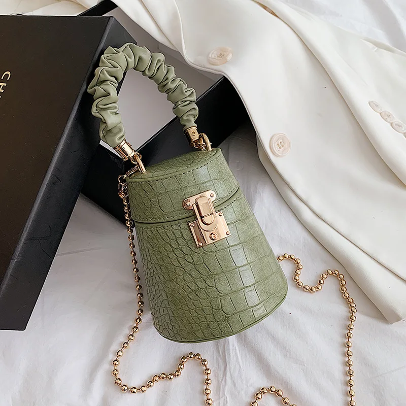 

Crocodile Pattern Small Bucket Bag Crossbody Bags for Women 2021 Fashion Purses and Handbags Luxury Female Designer Bag Brand