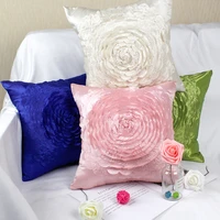 pink beige big rose flower embroidered pillow case 42x42 wedding supplies festive pillowcase home decoration sofa cushion cover