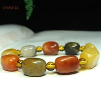 cynsfja new real certified natural quartzite jade lucky amulets golden jade bracelets bangle colorful high quality elegant gift