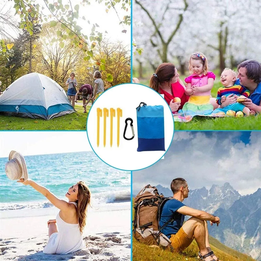 

1 Set Camping Mat Portable Folding Blanket With Reinforced Edges And Fixed Nails Waterproof Mat Outdoor Picnic Beach Lawn Part