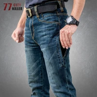 tactical jeans men multiple pockets wear resistant cargo trousers male outdoor business classic casual straight mens jeans pants
