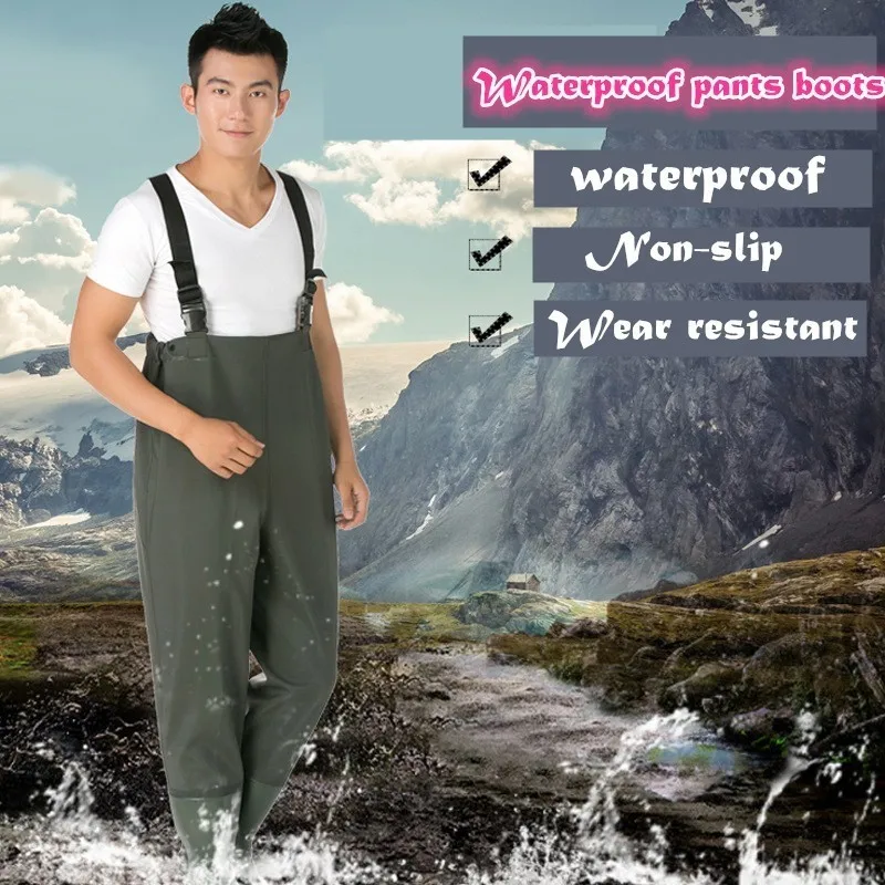 Fishing Waders Waterproof One-piece Pants Boots Farm Garden Rompers Pesca Hunting Wading Mud marsh Wellies Half-body wade Water