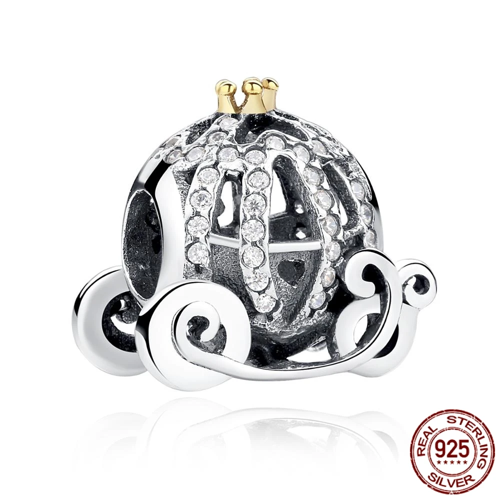 Улитка тыквенная карета 925 серебряный бисер очарование fit Pandora оригинальный