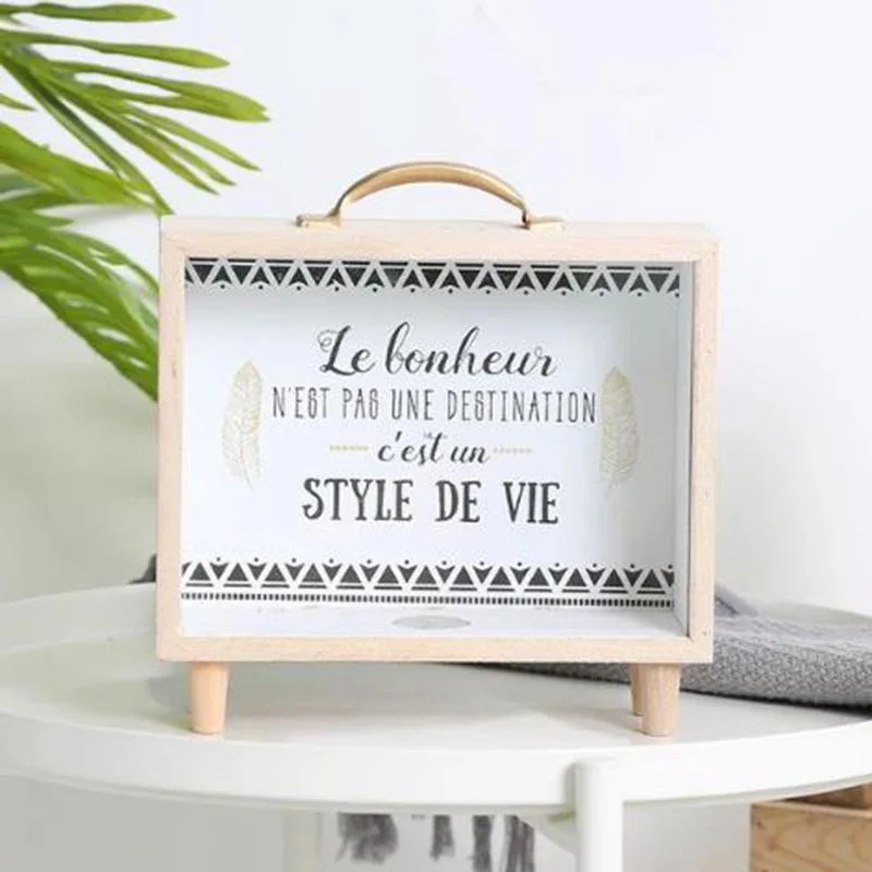 

Creative Wooden Suitcase Piggy Bank Brand New Wood Piggy Bank Money Box Cartoon Kids Children Saving Money Box Coin Cash Box