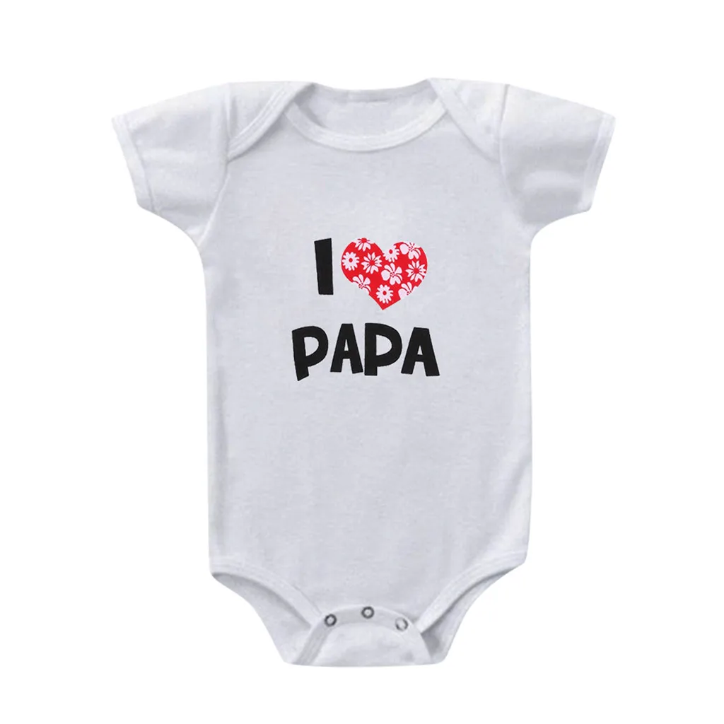 Одежда для новорожденных комбинезон с короткими рукавами и надписью I Love Papa Mama