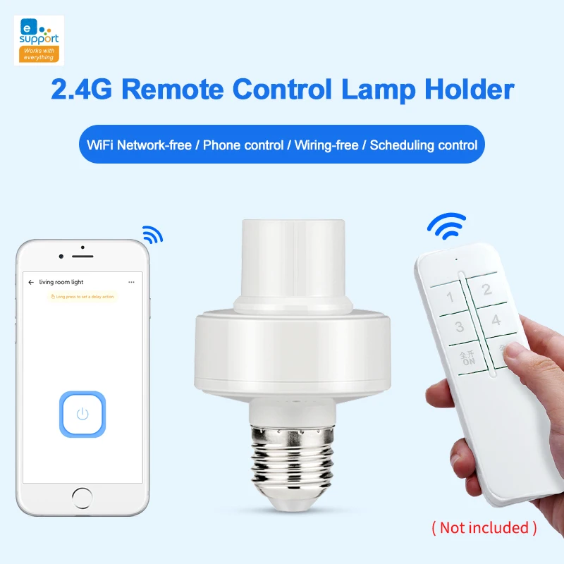 

BASIC-2.4G Smart Home RM 2.4G Smart Bulb Socket E27 Lamp Holder Bluetooth Protocol Support eWeLink APP Alexa Google Home