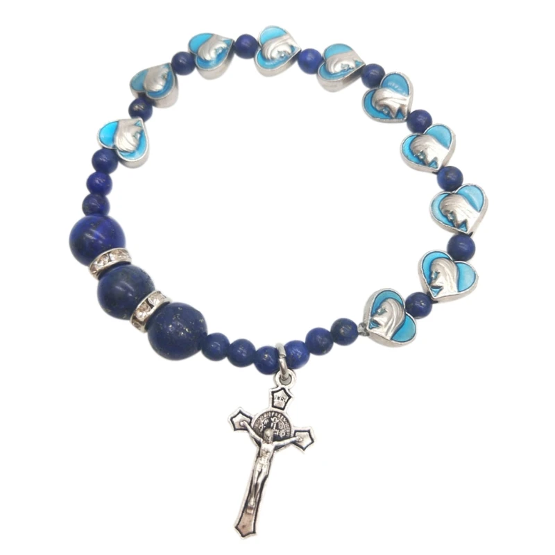 

Christian Cross Bracelet Stylish Exquisite Jesus Christ Cross Bracelet Rosary Beaded Bracelet Sacred Gift for Teens Kids