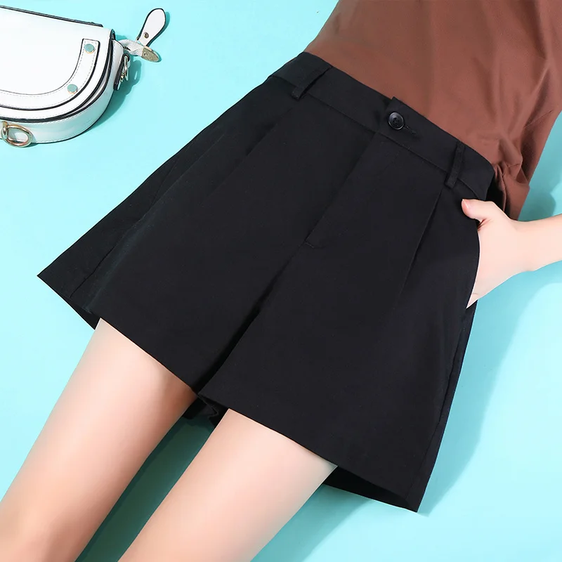 

Women New 2021 Summer Shorts Female Casual High Waist A-line Shorts Ladies Loose Wide Leg Chiffon Shorts Chic Suit Shorts R98