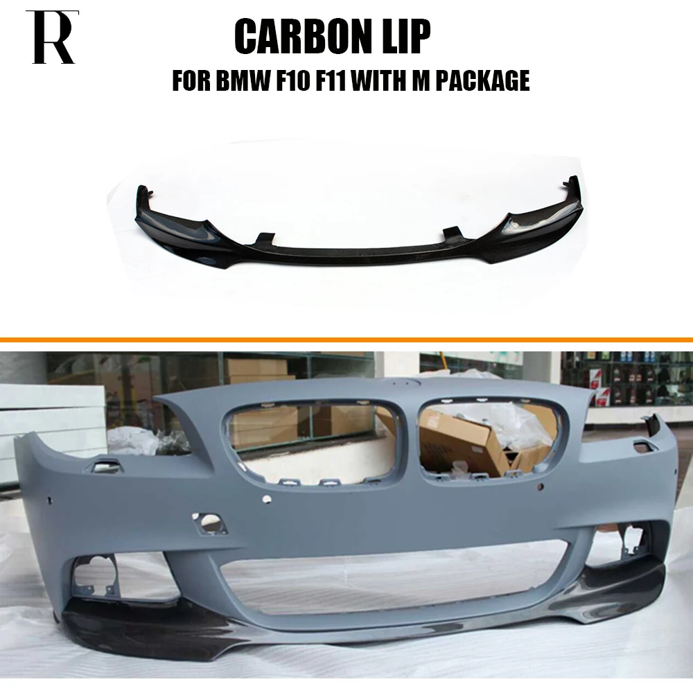 V Стиль углеродное волокно перед Бумер губ для BMW F10 седан F11 Wagon 520 528 535 550 с принтом