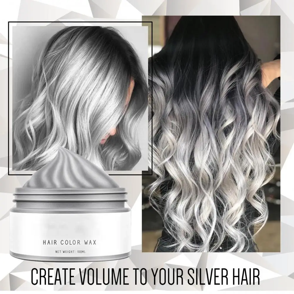 

30/100ml Temporary Non-Greasy Silver Gray Hair Dye Wax Gel Coloring Styling Mud