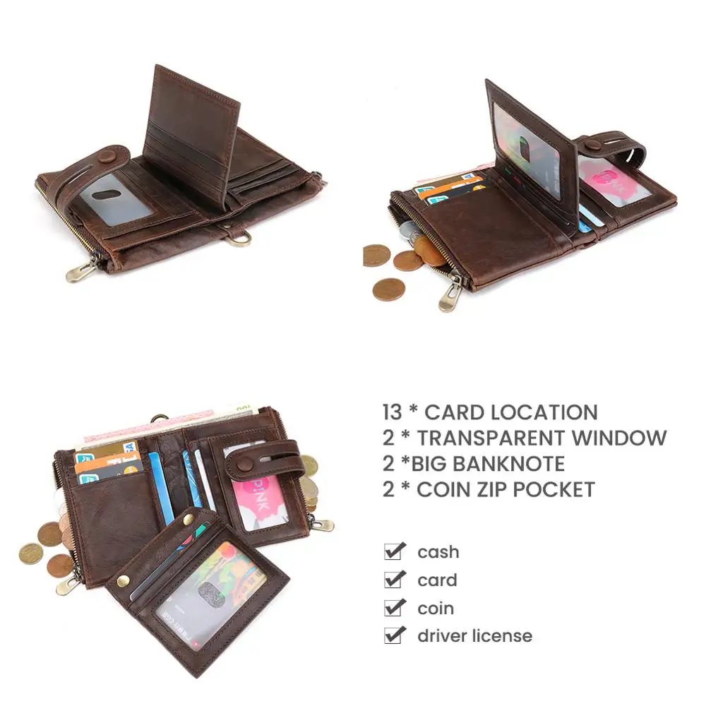 JOYIR мужские кошельки из натуральной кожи винтажный трехскладной кошелек для