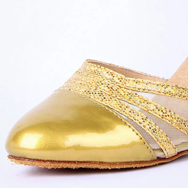 Women Latin Dance Shoes Salsa Woman's Ballroom Dancing Shoes Closed Toe 5cm Soft Sole Practice Black Tango Girls Heeled Sandals