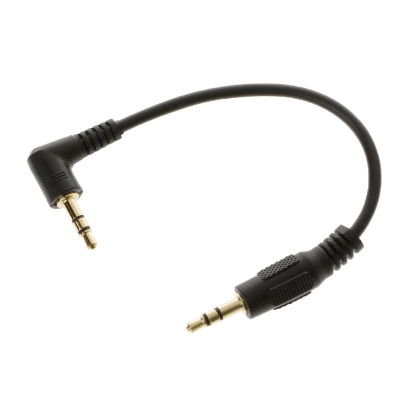 

10cm Auto Car Right Angle Male To Male 3.5mm Aux Jack Speaker CableAdapter