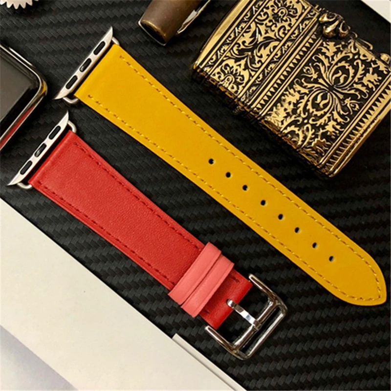 Ремешок из коровьей кожи для Apple Watch Band 44 мм iwatch Series 5 4 3 2 1 умные Аксессуары 42 мм петля 38 мм Замена браслета 40 мм