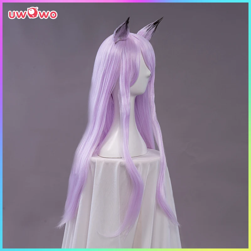 Парик для косплея UWOWO Uma Musume Mejiro McQueen, ярко-лавандовый, длина 70 см, прямые волосы с ушками.