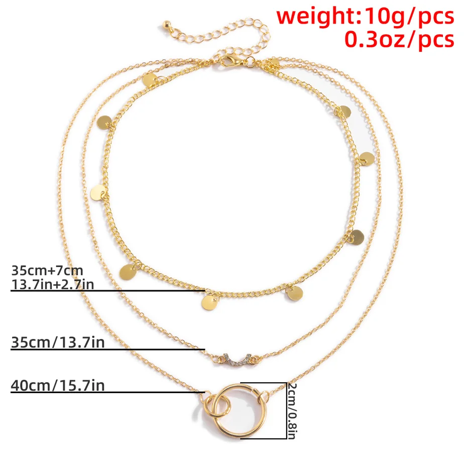 

Multilayer Boho Copper Tassel Sequin Chain Necklace for Women Sexy Vintage Round Circle Pendant Choker Necklace Neck Accessories