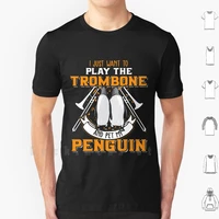 penguin trombone player trombonist t shirt diy cotton big size s 6xl trombone tromboner musician brass musical instrument