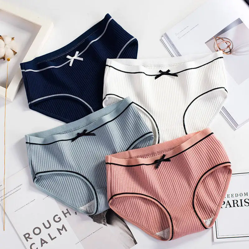 Sexy Women's Panties Female Underwear Cotton Mid-rise Underpants Solid Color Ladies Briefs 11 Pcs/lot Cute student lingerie