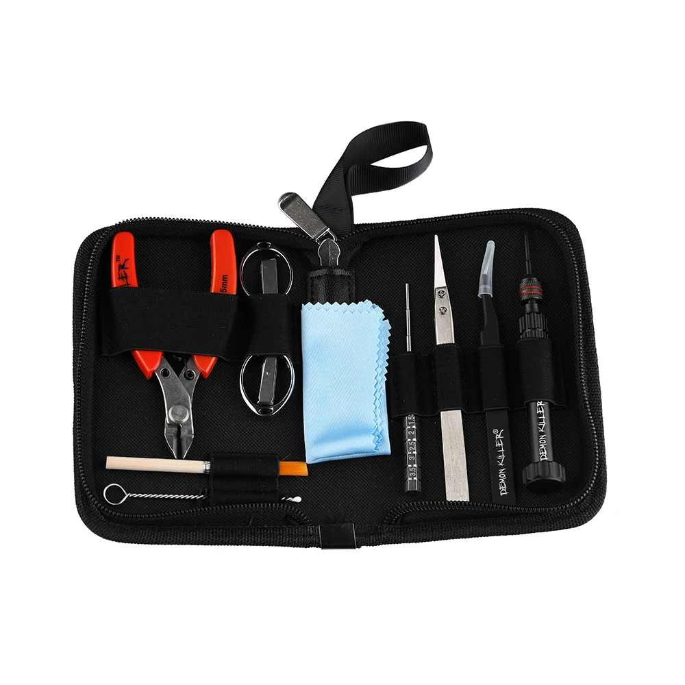 Demon Killer Tool Combination Kit with Ceramic tweezer Scissors Pliers Screwdrivers for Heating Wire DIY RDA RTA Accessory Bag