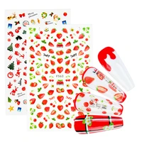 1 pc 3d strawberry cartoon sticker decals christmas design adhesive manicure tips nail art decorations