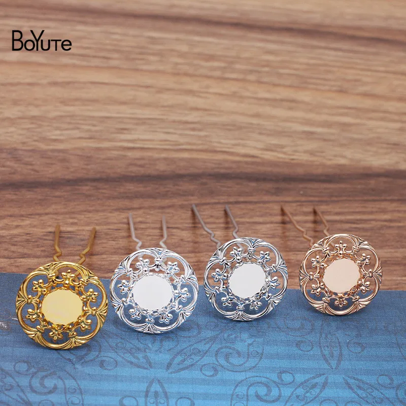 

U-образная шпилька для волос BoYuTe (10 шт./лот) с пустой основой 10 мм, ювелирные изделия «сделай сам», материалы для рукоделия