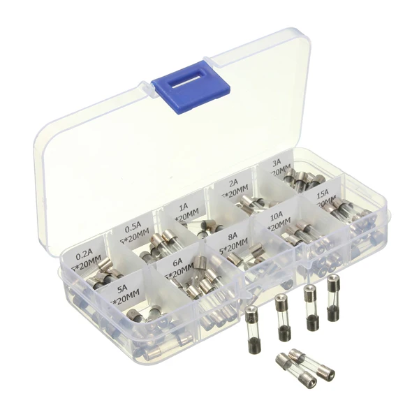

100Pcs 5x20mm Electrical Fuse Amp Fast-blow Glass Fuse Box