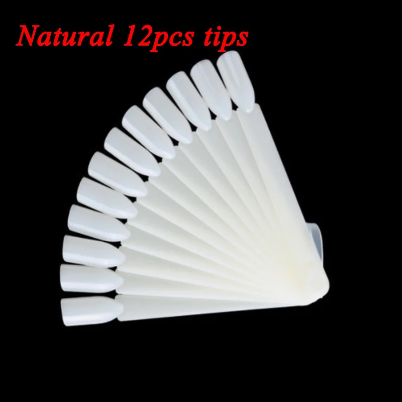 natural 12pcs 1 Набор накладных наконечников для ногтей натуральный прозрачный черный веер палец полная карта дизайн ногтей Дисплей Практика УФ гель лак Инструменты Аксессуары для маникюра - Цвет: natural 12pcs