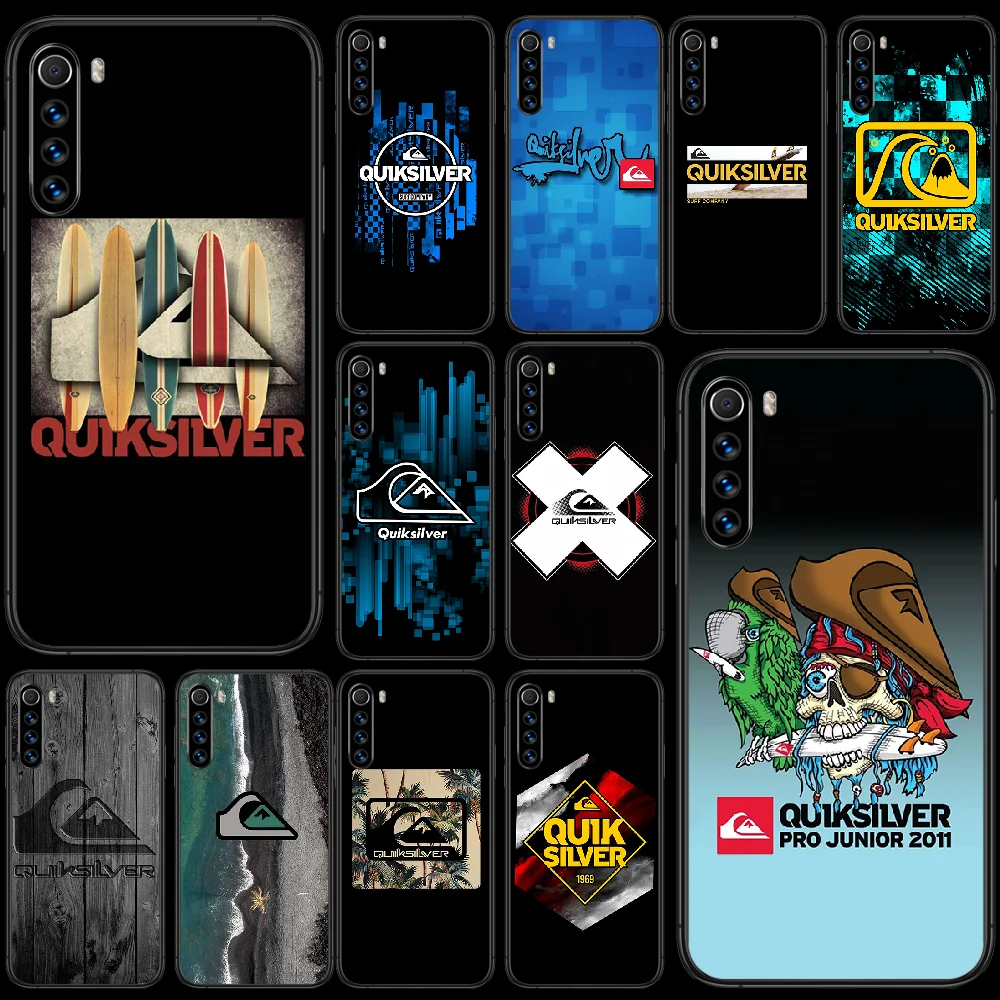 

Surfing Skateboard Quiksilver Phone Case For XIAOMI Redmi Note 9 8 7 6 S A 10 A T S PRO K40 black Hoesjes Pretty Funda Tpu Cover