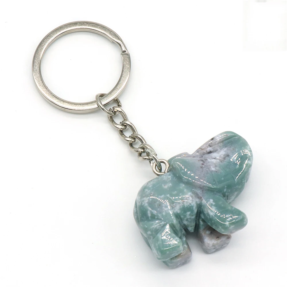 Брелки из натурального камня в форме слона розовый кварц красный агат брелок для