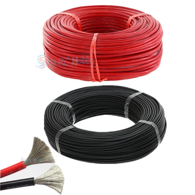 

10meter/lot High Quality 5M Red and 5M Black color wire Silicone 10AWG 12AWG 14AWG 16AWG 18AWG 20AWG 22AWG 24AWG Silicone Cable