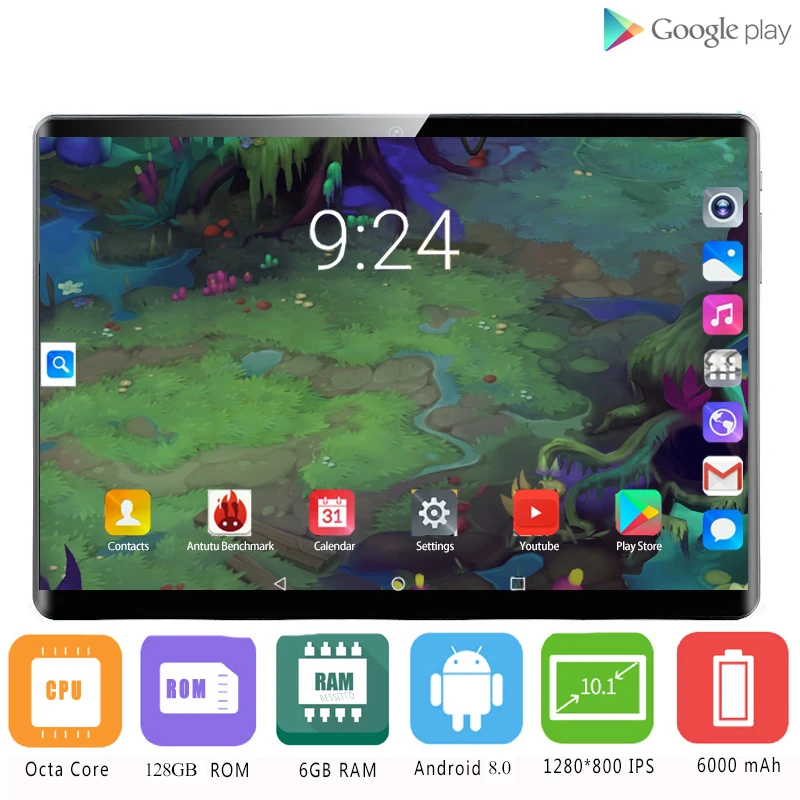 2020 Новый Google 10 1 дюймовый 2.5D стеклянный планшет Android 8 0 десятиядерный 4G LTE 6 ГБ ОЗУ 128